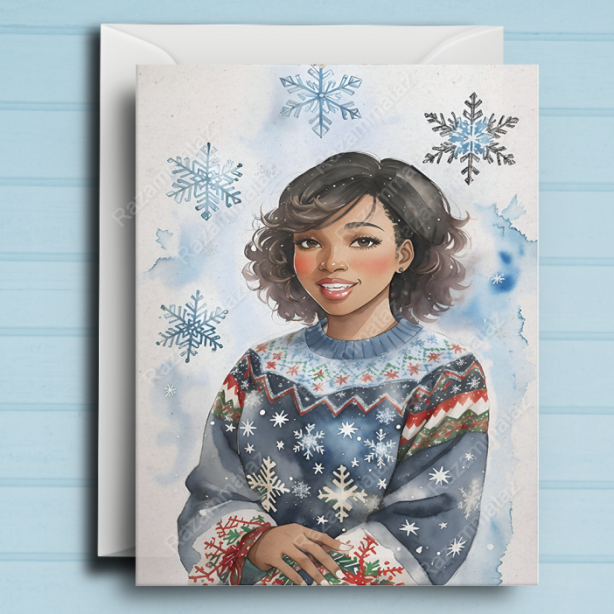 Black Girl F Christmas Card